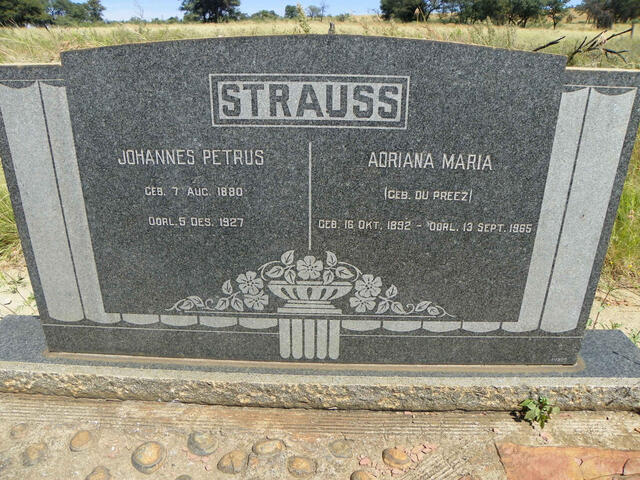 STRAUSS Johannes Petrus 1880-1927 & Adriana Maria DU PREEZ 1892-1965