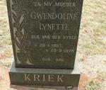 KRIEK Gwendoline Lynette nee VAN DER VYVER 1957-1979