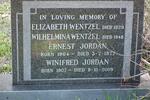 JORDAN Ernest 1904-1977 & Winifred 1907-2009 :: WENTZEL Elizabeth -1929 :: WENTZEL Wilhelmina -1948
