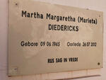 DIEDERICKS Martha Margaretha 1945-2012