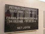ROUX Petrus Coetzee 1949-2017 :: CRONJE Frans Johannes 1949-2018