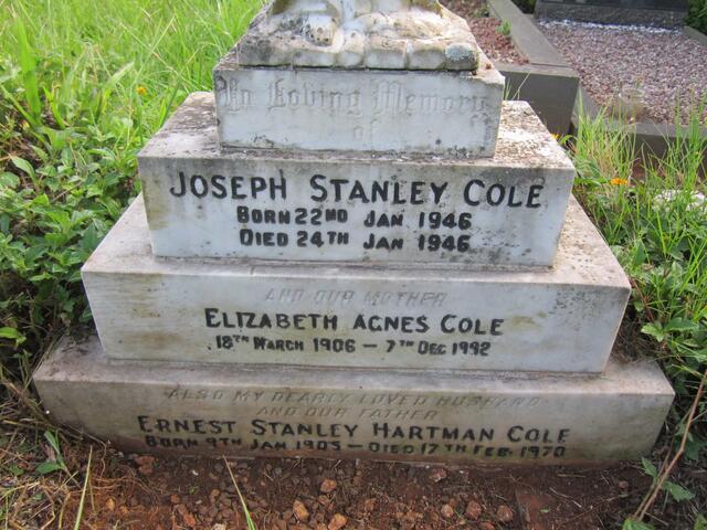 COLE Ernest Stanley Hartman 1905-1970 & Elizabeth Agnes 1906-1992 :: COLE Joseph Stanley 1946-1946