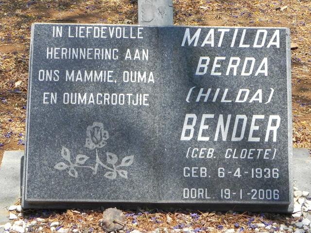 BENDER Matilda Berda nee CLOETE 1936-2006