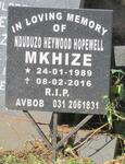MKHIZE Nduduzo Heywood Hopewell 1989-2016