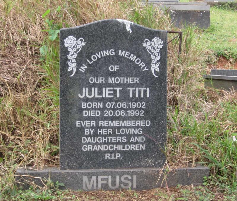 MFUSI Juliet Titi 1902-1992