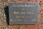 KRIGE Mary Anne nee METCALF 1954-1996