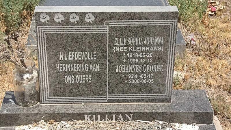 KILLIAN Johannes George 1924-2000 & Ellie Sophia Johanna KLEINHANS 1918-1996