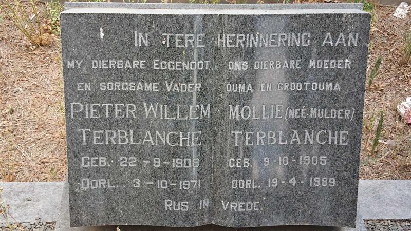 TERBLANCHE Pieter Willem 1908-1971 & Mollie MULDER 1905-1989