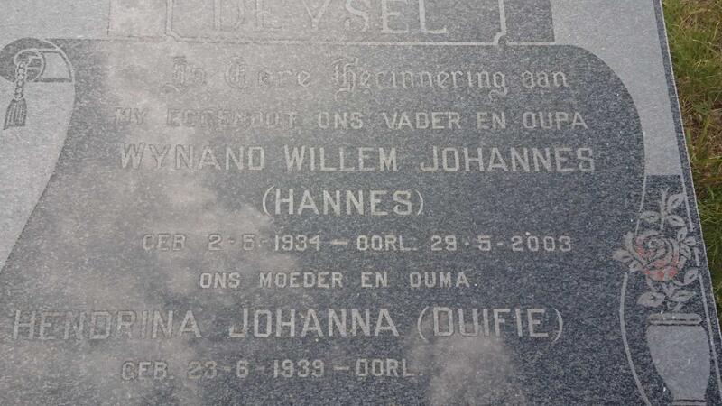 DEYSEL Wynand Willem Johannes 1934-2003 & Hendrina Johanna 1939-