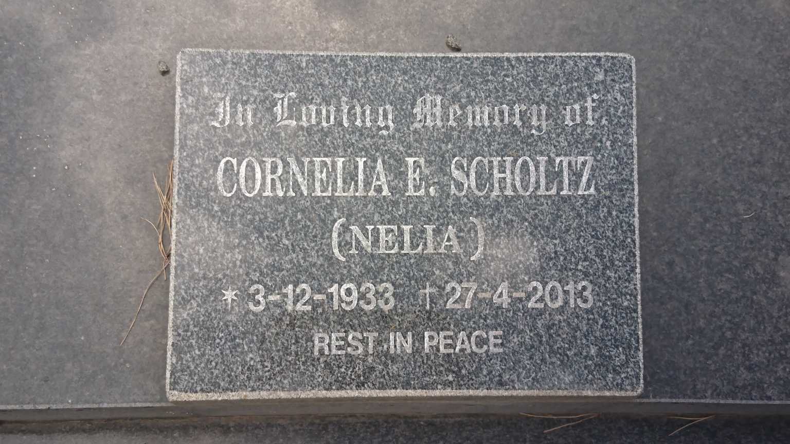 SCHOLTZ Cornelia E. 1933-2013