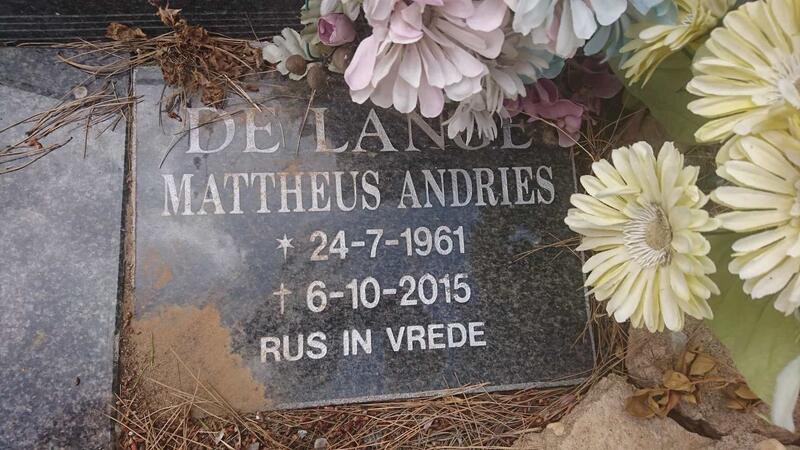 LANGE Mattheus Andries, de 1961-2015