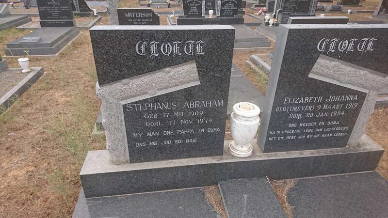 CLOETE Stephanus Abraham 1909-1974 & Elizabeth Johanna DREYER 1919-1984