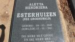 ESTERHUIZEN Aletta Hendriena nee GROENEWALD 1945-2011