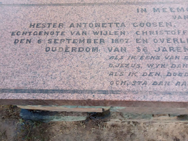 GOOSEN Hester Antonetta nee JANSE VAN RENSBURG 1807-1864