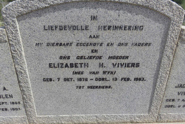 VERMEULEN Floris A. 1865-1907 :: VIVIERS Jacobus H. 1879-1952 & Elizabeth H. VAN WYK formerly VERMEULEN 1876-1963