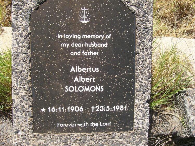 SOLOMONS Albertus Albert 1906-1981