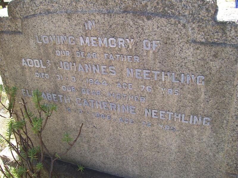 NEETHLING Adolf Johannes -1944 & Elizabeth Catherine -1946