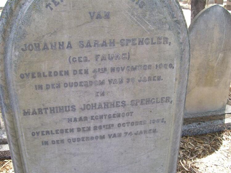 SPENGLER Marthinus Johannes -1905 & Johanna Sarah FAURE -1880