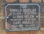 TOD Ronald Douglas 1925-2004 :: TOD Gloria Helen nee MERRY 1927-1992 :: TOD Gary Ronald 1958-1991
