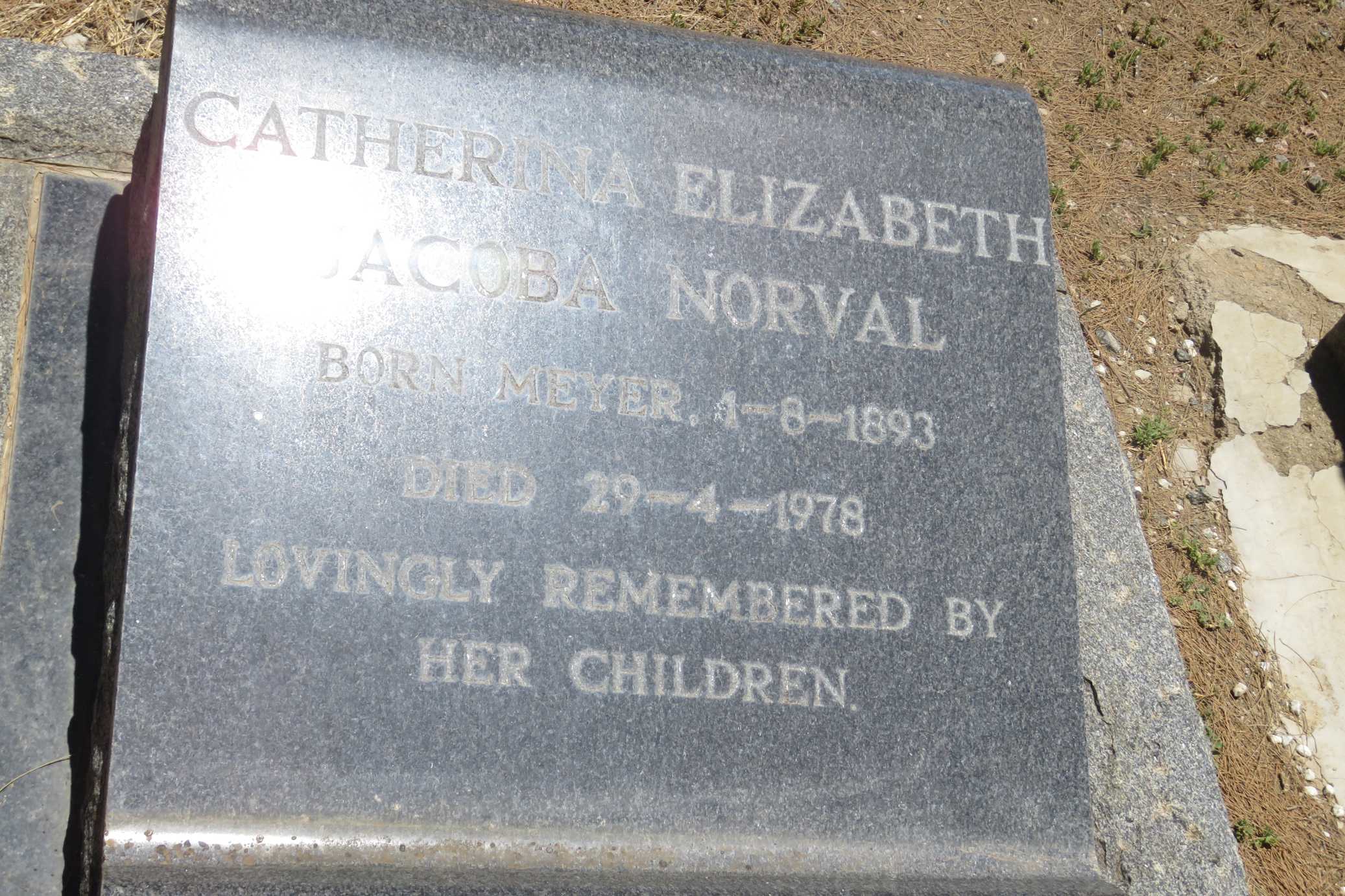 NORVAL Catherina Elizabeth Jacoba nee MEYER 1893-1978