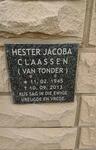 CLAASEN Hester Jacoba nee VAN TONDER 1945-2013