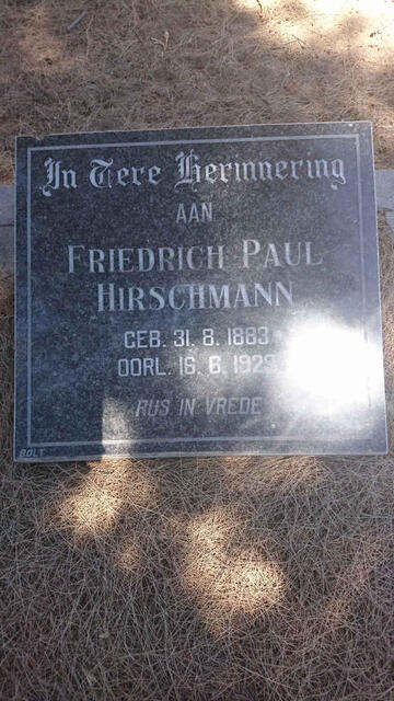 HIRSCHMANN Friedrich Paul 1883-1929