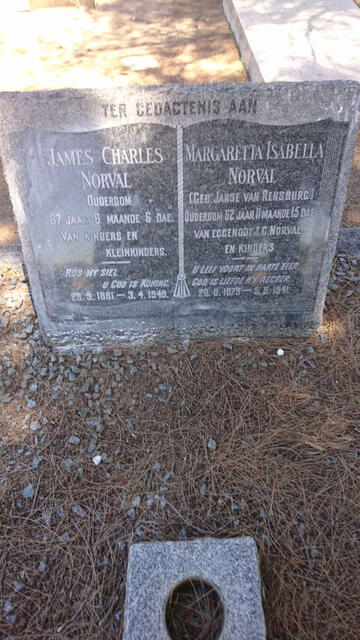 NORVAL James Charles 1881-1949 & Margaretta Isabella JANSE VAN RENSBURG 1879-1941