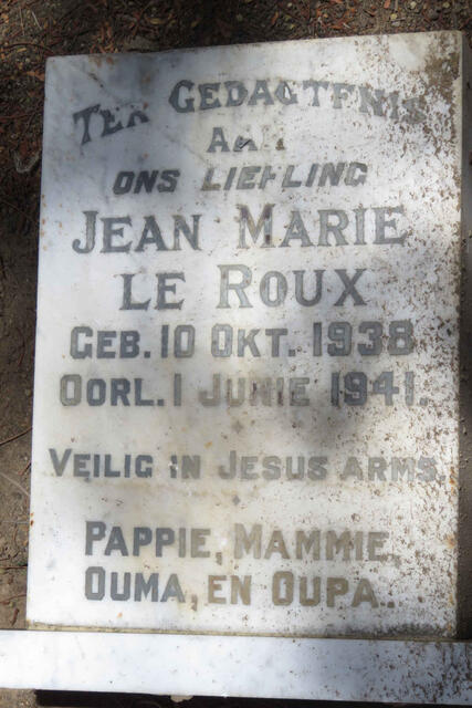 ROUX Jean Marie, le 1938-1941