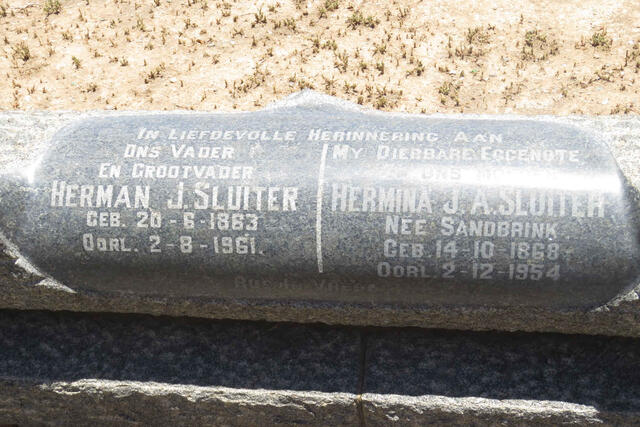 SLUITER Herman J. 1863-1961 & Hermina J.A. SANDBRINK 1868-1954