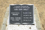 WALT Hendrik Francois, van der 1928-2007