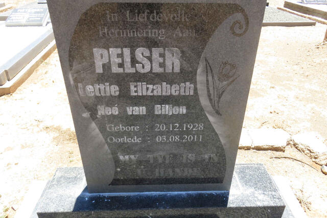 PELSER Lettie Elizabeth nee VAN BILJON 1928-2011