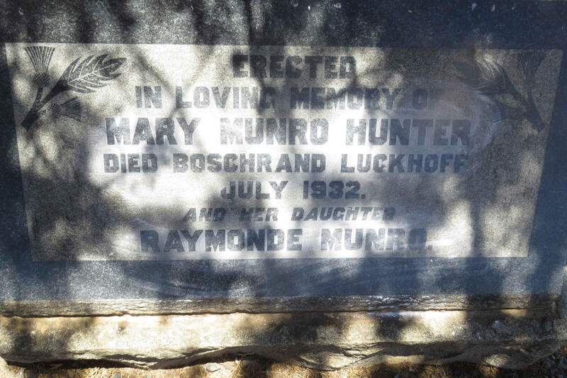 HUNTER Mary Munro -1922 :: MUNRO Raymonde