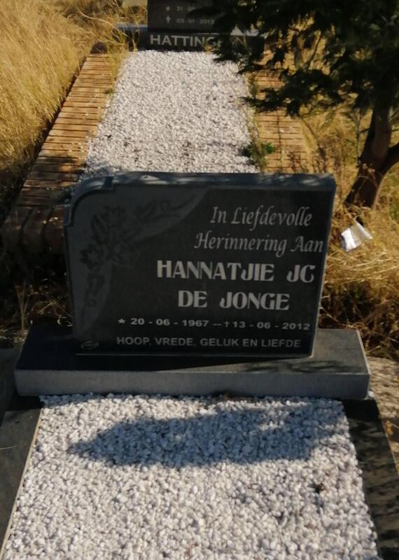 JONGE Hannatjie J.C., de 1967-2012
