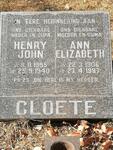 CLOETE Henry John 1895-1940 & Ann Elizabeth 1906-1997