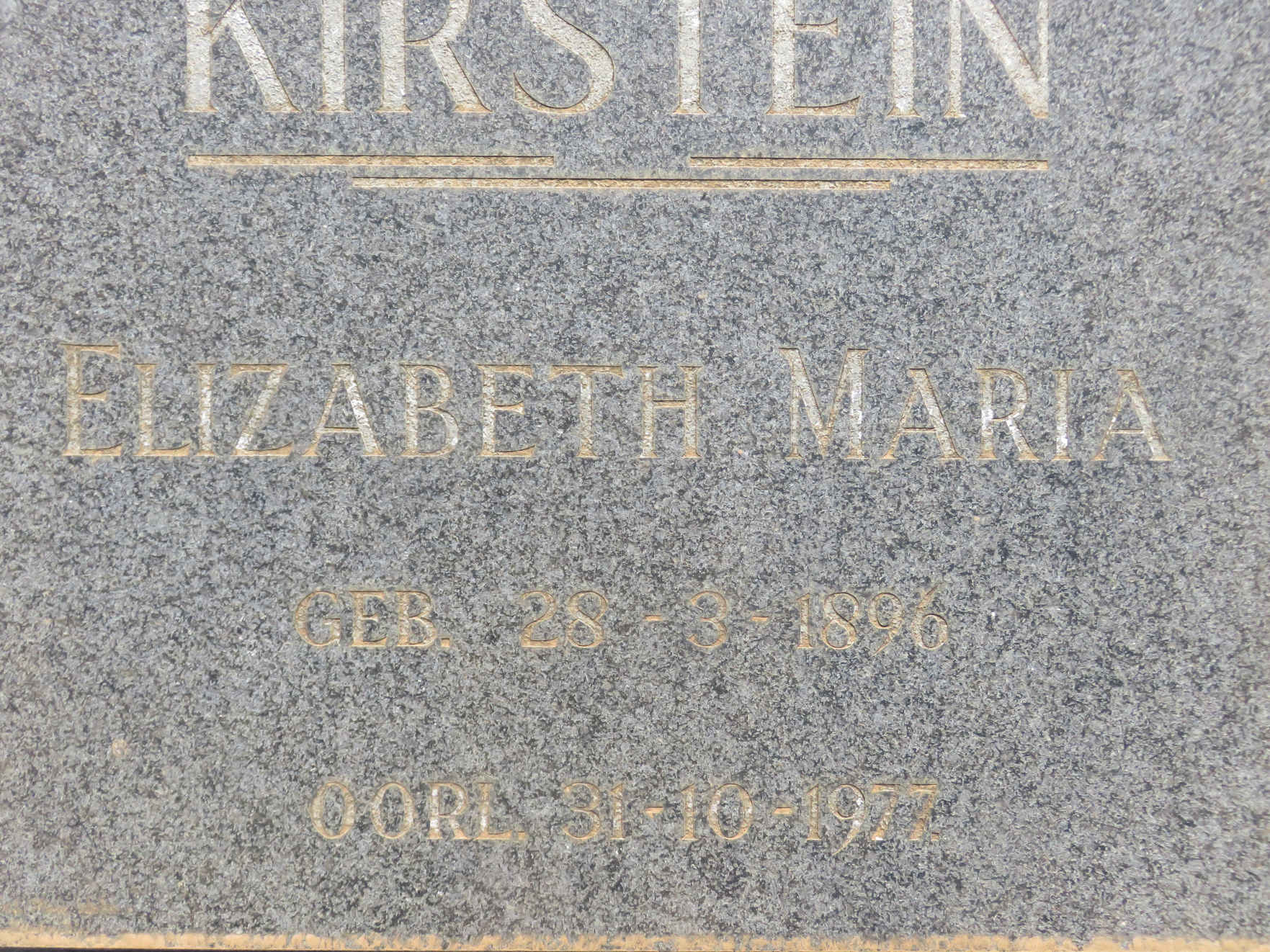 KIRSTEIN Elizabeth Maria 1896-1977