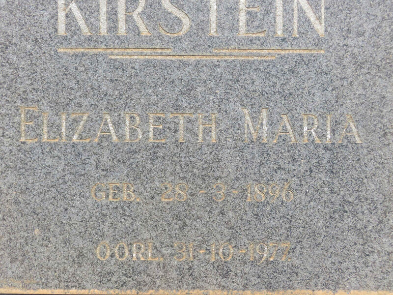 KIRSTEIN Elizabeth Maria 1896-1977