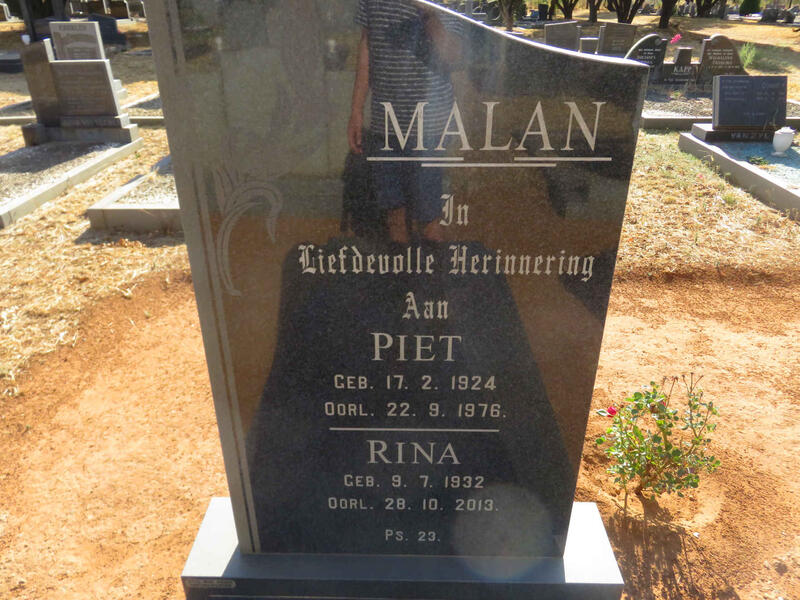 MALAN Piet 1924-1976 & Rina 1932-2013