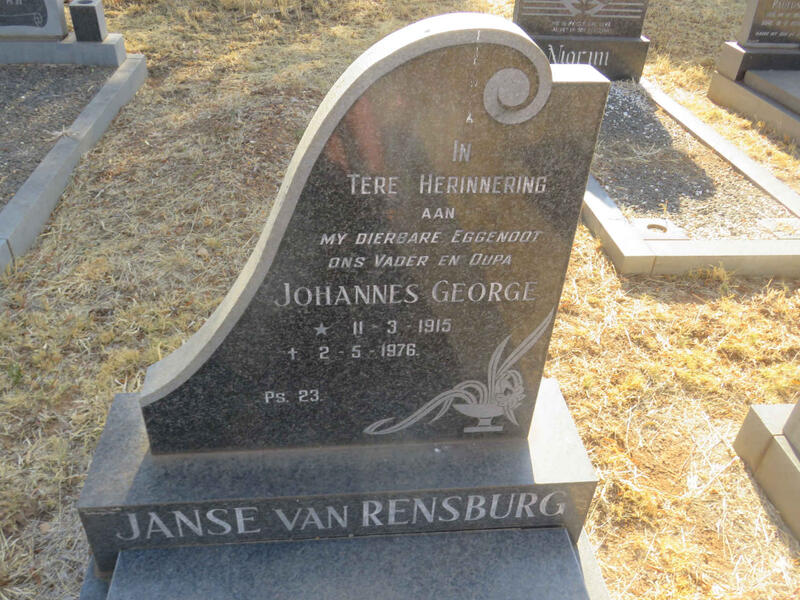 RENSBURG Johannes George, Janse van 1915-1976
