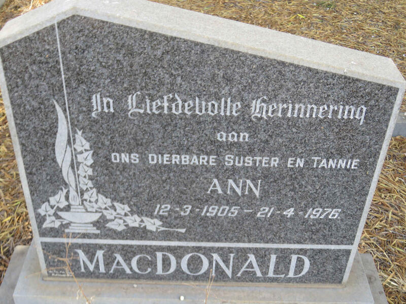 MACDONALD Ann 1905-1976