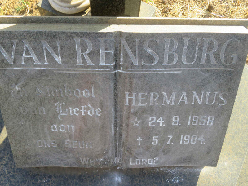 RENSBURG Hermanus, van 1958-1984