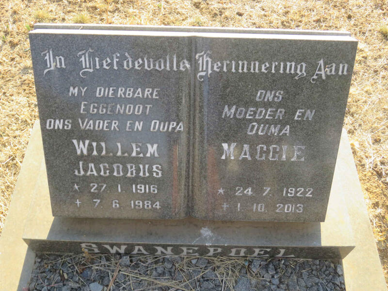 SWANEPOEL Willem Jacobus 1916-1984 & Maggie 1922-2013