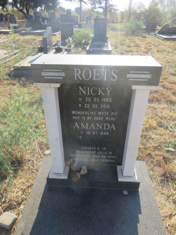 ROETS Nicky 1945-2010 & Amanda 1948-