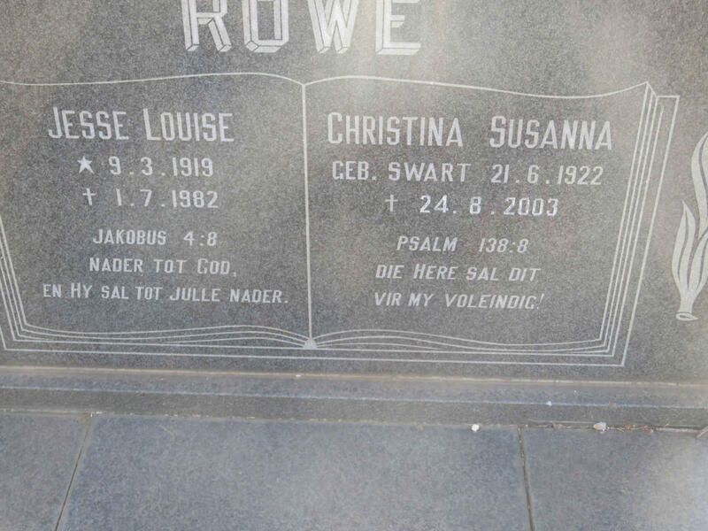 ROWE Jesse Louise 1919-1982 & Christina Susanna SWART 1922-2003