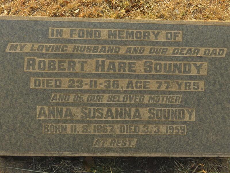 SOUNDY Robert Hare -1936 & Anna Susanna 1867-1959