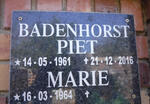 BADENHORST Piet 1961-2016 & Marie 1964-