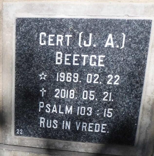BEETGE Gert J.A. 1969-2018
