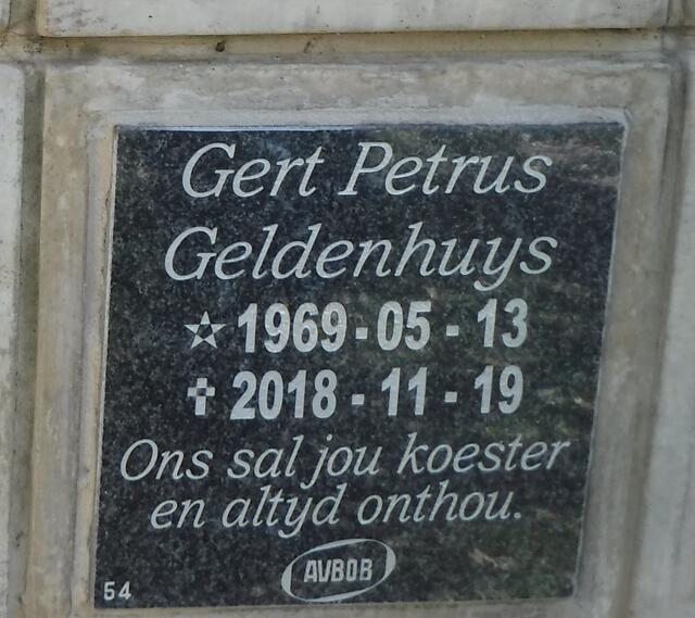 GELDENHUYS Gert Petrus 1969-2018