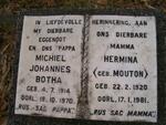 BOTHA Michiel Johannes 1914-1970 & Hermina MOUTON 1920-1981
