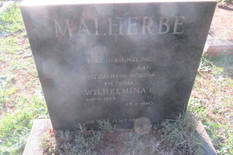 MALHERBE Wilhelmina E. 1893-1980