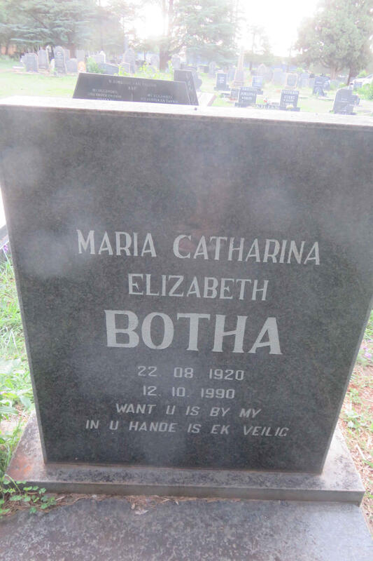 BOTHA Maria Catharina Elizabeth 1920-1990